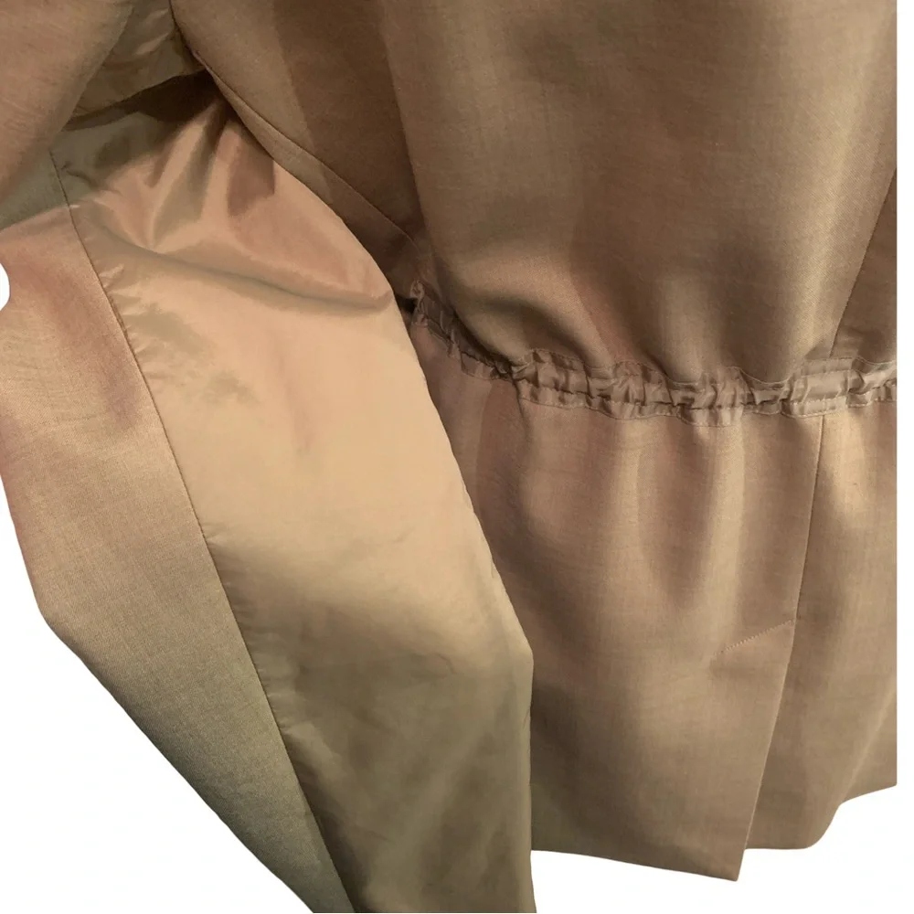 Tibi Tropical Wool Womens Tan  Drawstring Medium  Blazer Preppy Quiet Luxury - Picture 4 of 8